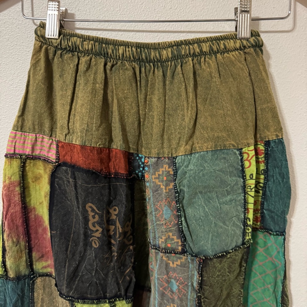 Patchwork Stone Washed Multicolor Drawstring Jogg… - image 6